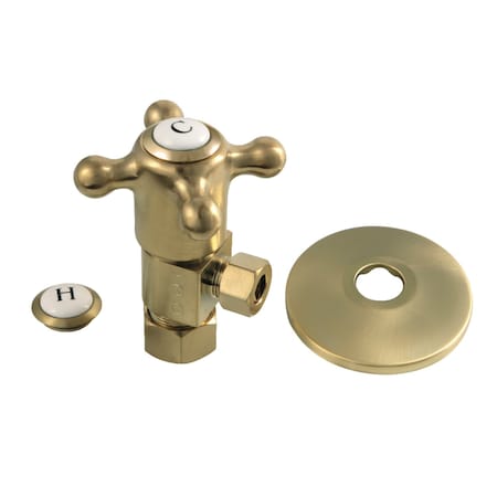 Kingston Brass 5/8"O.D x 3/8" O.D Anti-Seize Deluxe Quarter Turn Ceramic Hardisc Cartridge Angle Stop, Brushed Brss CD53307BXK